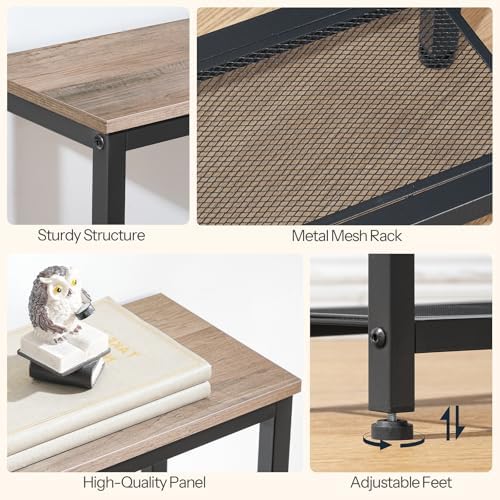 HOOBRO Narrow Console Table, Sofa Table, 44.9" Skinny Entryway Table | Long Behind Couch Table with Storage Shelves, for Living Room, Foyer, Hallway, Greige and Black BG86XG01