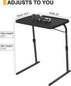 TV Tray Table, 16.9 x 22 x 29.1inch XL Folding Dinner Table with 6 Height & 3 Tilt Angle Adjustments, Large Couch Desk for Working, Portable and Adjustable Laptop Desk for Sofa and Bed, 2 Pack