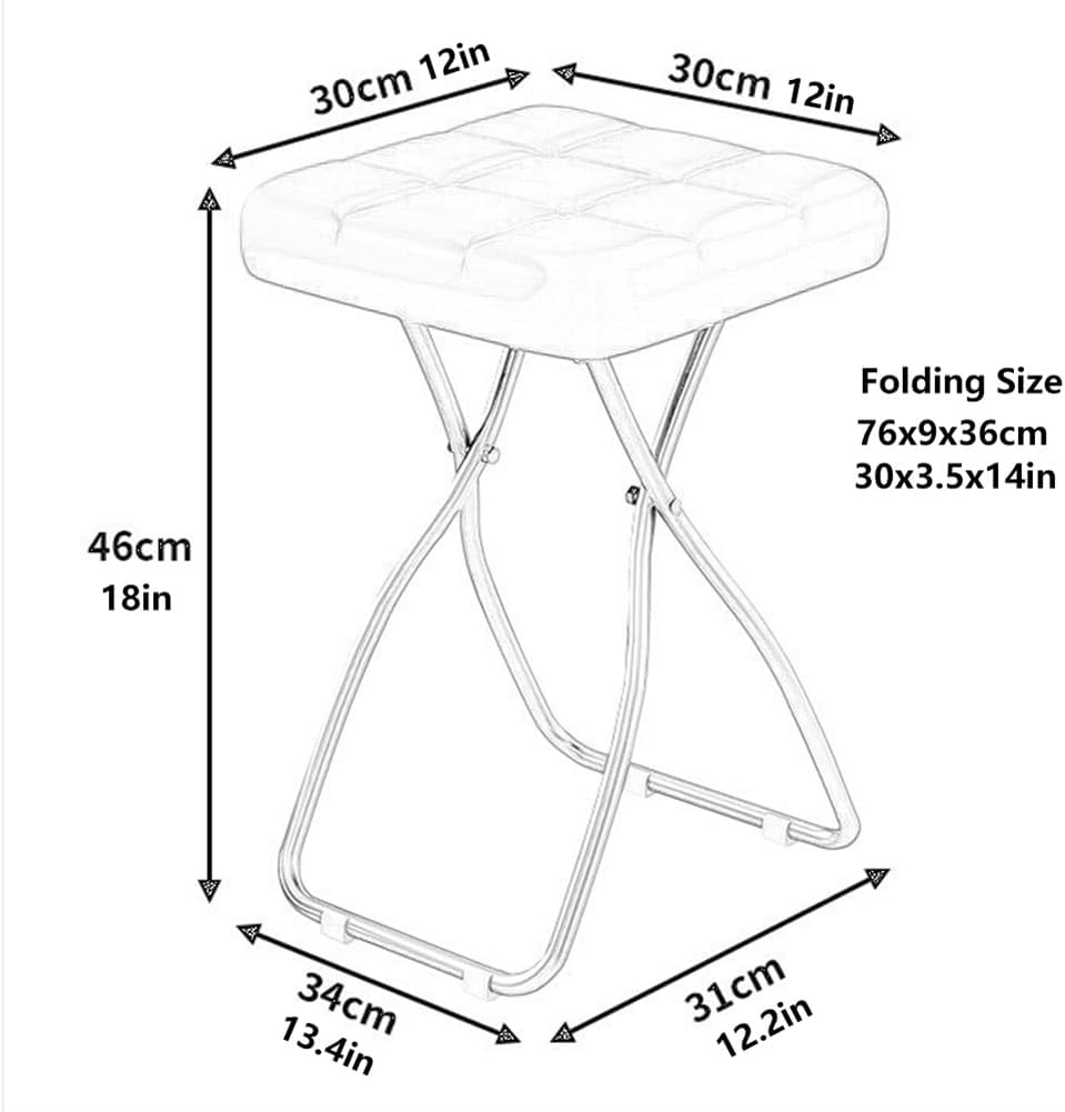 18 Inch Folding Stool, Portable Cushioned Padded Indoor Counter Bar Stools, Metal Frame, 330lbs Capacity for Makeup Room, Living Room(Green)