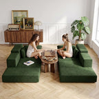 Cloud Modular Sectional Sofa, Comfy Couch for Living Room, Modern L-Shaped Couch with Reversible Chaise, Customizable Sleeper Sofa with Non Slip, No Assembly & Deep Seat, Green