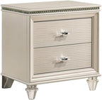 2 Drawers Nightstand with Acrylic Legs, Pearl White,for Small Spaces