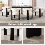 Hyfirm Modern Boho Dining Chairs Set of 2, White Boucle Upholstered Barrel Armchairs with Plush Teddy Fabric, Solid Black Wooden Legs, Mid-Century Accent Chairs for Dining Room, Living Room, Kitchen