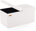 HAUSFRAU - 30 Inches Storage Ottoman Bench with Flipping Lid, Foldable Storage Chest Foot Rest for Living Room, Bedroom, Entryway, Load 660 lb, Synthetic Leather, White