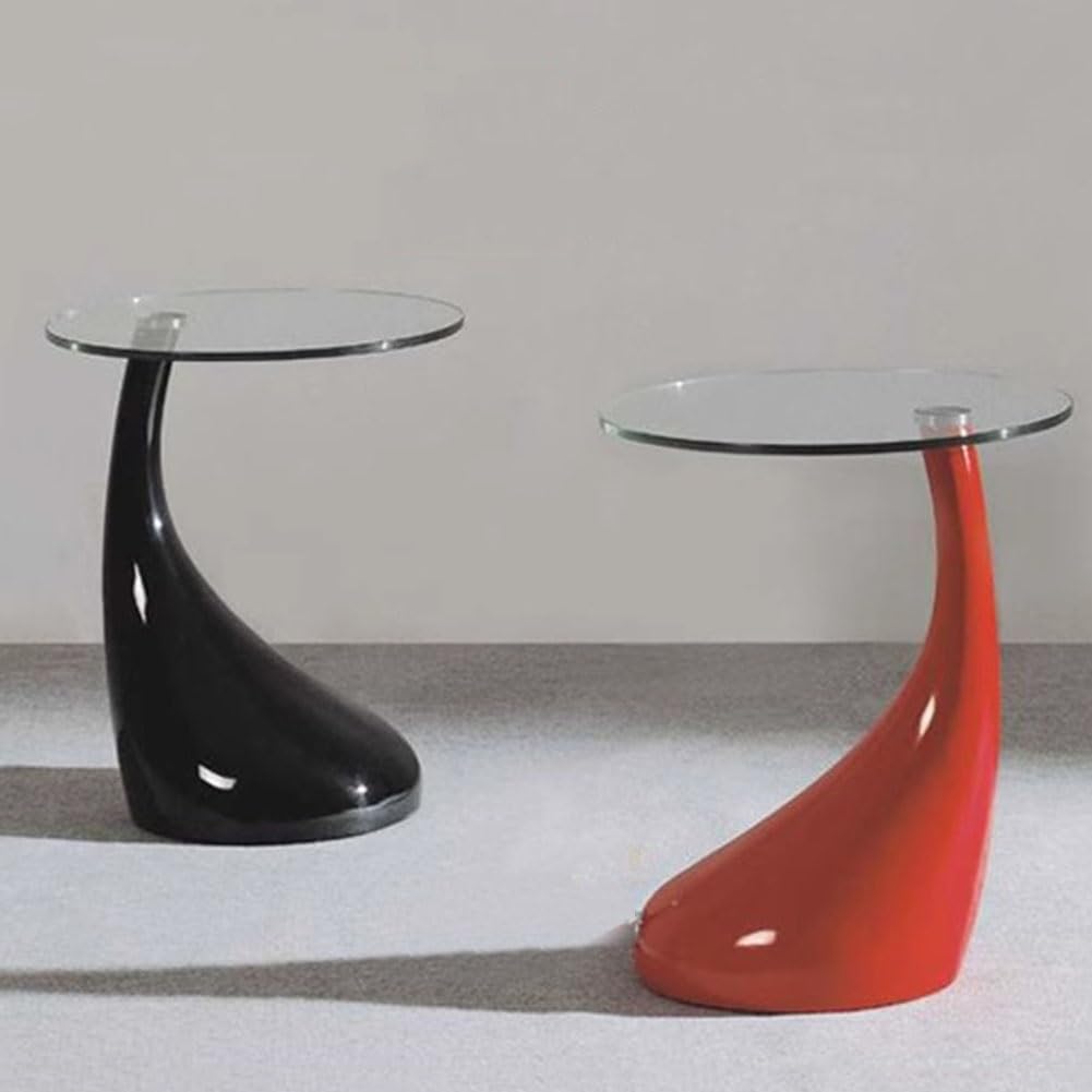 Etlegor Modern Round Glass Coffee Table, Tempered Glass End Table Accent Side Table for Living Room, Bedroom Office ﻿(Black)