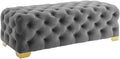 Modern Entryway Bench Rustic Fabric Upholstered Bedroom Seat Button Tufted Ottoman Footrest Stool Entryway(Gris,110 * 45 * 40cm)