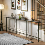 102.4" Behind Couch Table with 2 Fast Charging Stations, 7.1" Narrow Skinny Sofa Table with 4 Power Outlets, 4 USB-A, 2 USB-C for Console Entryway, Black Oak