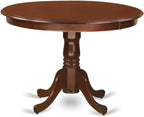 HomeStock 5 Piece Dinette Set for 4 Includes a Round Dining Table with Pedestal and 4 Dining Room Chairs, 42x42 Inch,Mahogany