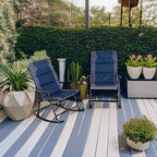 Outsunny Oversized Folding Rocking Camping Chair Set of 2 Padded Navy Blue | Outdoor Rockers, High Back and Armrests, Portable Outdoor Patio Chairs, Steel Frame, Garden Porch Lawn