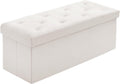 BRIAN & DANY 43 Inches Folding Storage Ottoman Bench, Velvet Ottoman with Storage for Living Room, Bedroom, Entryway, Ottoman Foot Rest, End of Bed Bench (White)