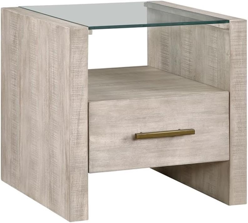 Pemberly Row Contemporary 3-Piece Coffee Table Set, Acacia Wood Veneers, Toffee Finish, Tempered Glass Tops, Includes Castered Coffee Table and 2 End Tables for Living Room or Lounge Use
