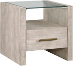 Pemberly Row Contemporary 3-Piece Coffee Table Set, Acacia Wood Veneers, Toffee Finish, Tempered Glass Tops, Includes Castered Coffee Table and 2 End Tables for Living Room or Lounge Use