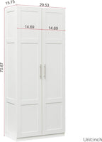Kitchen Pantry Storage Cabinets, 70.87" Tall Pantry Cabinet with 2 Door and 3 Shelves, Farmhouse Kitchen Cabinets with Handles, Large Freestanding Storage Cabinet, White