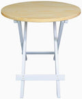 100% Solid Wood 23.5" W Round Folding Side Table for Dining, Patio, Living Room, No Assembly Required