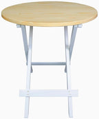100% Solid Wood 23.5" W Round Folding Side Table for Dining, Patio, Living Room, No Assembly Required