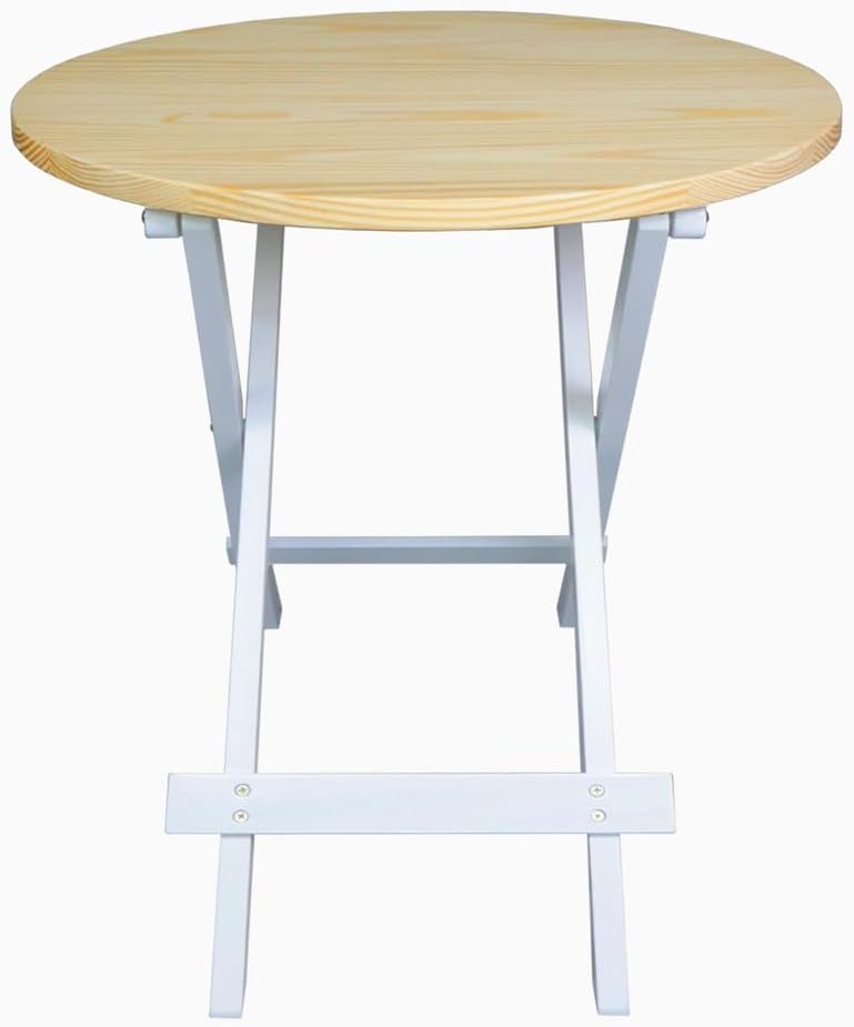 100% Solid Wood 23.5" W Round Folding Side Table for Dining, Patio, Living Room, No Assembly Required