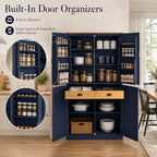 71" Tall Kitchen Pantry Storage Cabinet with 8 Door Shelves and 2 Storage Compartments, Two-Tone Freestanding Food Pantry Cabinet with Adjustable Shelves for Kitchen, Dining Room
