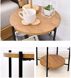 Telephone Table, Round 2 Layer Sofa Side Table,Coffee Table,Telephone Table,2-Storey Storage Shelf,3955CM(Color:Black)