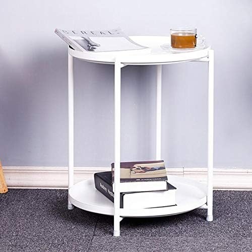 Telephone Table, Tray Metal End Table,Side Table Round Tray,Removable Tray Outdoor & Indoor Drink,Snack Coffee Table,Telephone Table,3 Colors,2 Layers (Color:White,Size:1