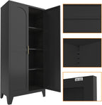 61" Tall Kitchen Pantry Cabinet, Black Metal Garage Storage Cabinet with Doors and Adjustable Shelves, Kitchen Cupboard, Pantry Cabinets for Kitchen, Dining Room, Office, Easy Assembly