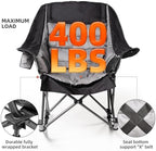 2 PCS Oversized Rocking Camping Chair for Adults - 400lbs Capacity Padded Camp Chair, Portable Foldable Outdoor Rocker Chair for Camping, Backyard, Patio (Black & Gray)