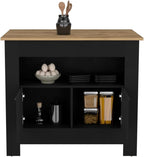 Kitchen Island Geneva Black Macadamia with Multicolor | Spacious 40.5" x 27.5" Macadamia countertop with surface
