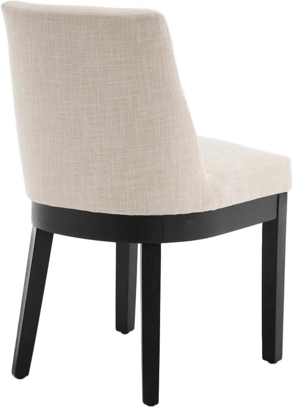 Linen Dining Chairs Set of 2, Upholstered Dining Room Chair with Black Wood Legs, Farmhouse Kitchen Chairs with Mid Back, Comfy Armless Side Chair for Living Room/Restaurant, Beige