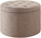 Convenience Concepts Designs4Comfort Round Shoe Ottoman, Tan Fabric