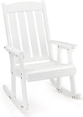 VINGLI Outdoor Rocking Chair, Heavy Duty 600 LBS Wooden Rocker, White(1PC) | High & Comfortable Backrest, Weatherproof Patio Rocker with Ergonomic Design, for Patio, Garden, Porch