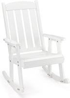 VINGLI Outdoor Rocking Chair, Heavy Duty 600 LBS Wooden Rocker, White(1PC) | High & Comfortable Backrest, Weatherproof Patio Rocker with Ergonomic Design, for Patio, Garden, Porch
