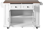 Narrow Kitchen Island with Internal Storage Rack, Power Outlet and Open Shelves, Kitchen Island Table with Spice Rack, for Kitchen, Dining