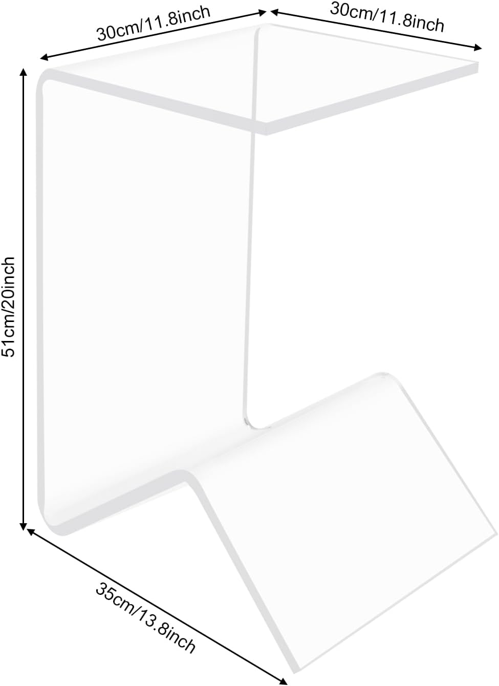 Acrylic C-Shaped Sofa End Table, Acrylic Clear Couch Side Table Modern Tray Snack Table Nightstand Portable Beside Table for Living Room Couch Bedroom