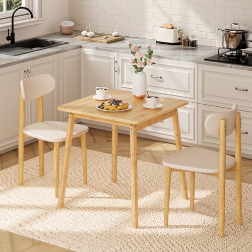 HOOBRO Bamboo Dining Table, Square Dining Table for 2, 27.6" Kitchen Table for Small Space, Writing Table, Easy to Assemble, for Dining Room, Living Room, Office, Kitchen, Natural YL70CZ01G1