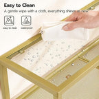 HOOBRO 29.5" Narrow Console Table, 3-Tier Tempered Glass Sofa Table | Modern Entryway Table, for Entrance, Living Room, Foyer, Hallway Bedroom, Gold GD21XG01G1