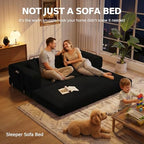 MoonSpeak 78.8'' Futon Sofa Bed, Couches for Living Room | Corduroy Convertible Futon Sofa Bed with Storage Pocket, Modular Sleeper Couch in a Box, No Assembly (Black)