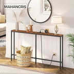 MAHANCRIS 55.1 Skinny Console Table with Power Outlets, 5.9" Slim Sofa Table Behind Couch, Long Entryway Tables, Narrow Sofa Hallway Table, Living Room CTHR145E01