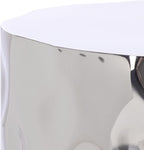 SAFAVIEH Couture Collection - Janalee Chrome Hammered Steel Accent Table, Round Side Table, Sculptural Modern Design, Fully Assembled (SFV7912A)