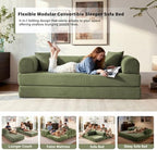 79" Convertible Sofa Bed, Sleeper Futon Couch for Living Room | 5-in-1 Sleeper Sofa, Pull Out Couches with Soft Corduroy, No Assembly Required, Apartment Friendly, Light Green
