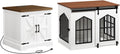 MAHANCRIS Farmhouse Nightstand and Dog Crate Furniture Bundle, End Table with Barn Door, Wooden Dog Cage for Small Medium Dogs, Side Table for Bedroom, Living Room, ET155-DCBA9601