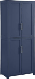 HomeStock African Artistry Tall Kitchen Storage Pantry - Navy Finish