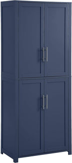 HomeStock African Artistry Tall Kitchen Storage Pantry - Navy Finish