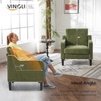 VINGLI Accent Chairs Set of 2, Modern Traditional Armchair for Living Room | Olive Green Reading Chair for Bedroom, Chenille Upholstered Sofa Chairs, Comfy Chair for Small Space, Apartment, Waiting Room