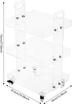 Gdrasuya10 Clear Acrylic Side Table with Wheels, 3 Tier Acrylic End Table Side Table Rolling Serving Cart Snack Table Easy Assemble for Couch Living Room Party Balcony