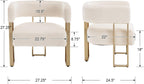 Barrel Accent Chair Set of 2 with Metal Frame Legs, Modern Velvet Living Room Chairs, Mid Century Upholstered Single Lounge Sofa Armchair for Living Room/Bedroom/Reading Room, Beige