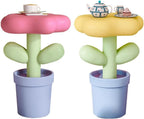 Resin Flower-Shaped Side Table, Distinctive End Table for Apartment Decor, Funky Coffee Table, Cute Small Nightstand for Bedroom, Living Room(Yellow)