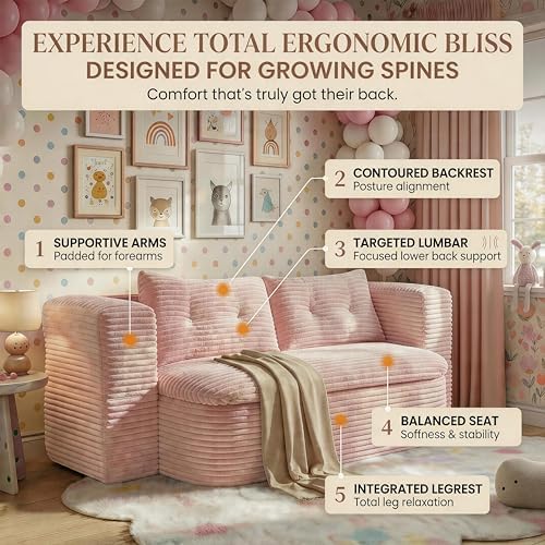 78.7" Futon Sofa Bed, Memory Foam Convertible Couch, Pink | Sophisticated comfort with premium corduroy, one-flip conversion, built-in blanket, and ergonomic support