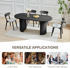 70.8 Inch Dining Table for 4-6 People, Oval Kitchen Table with Semi-Cylindrical Legs Base, Modern Farmhouse Round Dinner Tables for Dining Room Kitchen Living Room (Black)