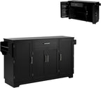 54.3 Inch Sideboard Buffet Cabinet with Storage 4 Doors 1 Drawer Melamine MDF Kitchen Storage Cabinet with Adjustable Shelves for Dining Room Living Room
