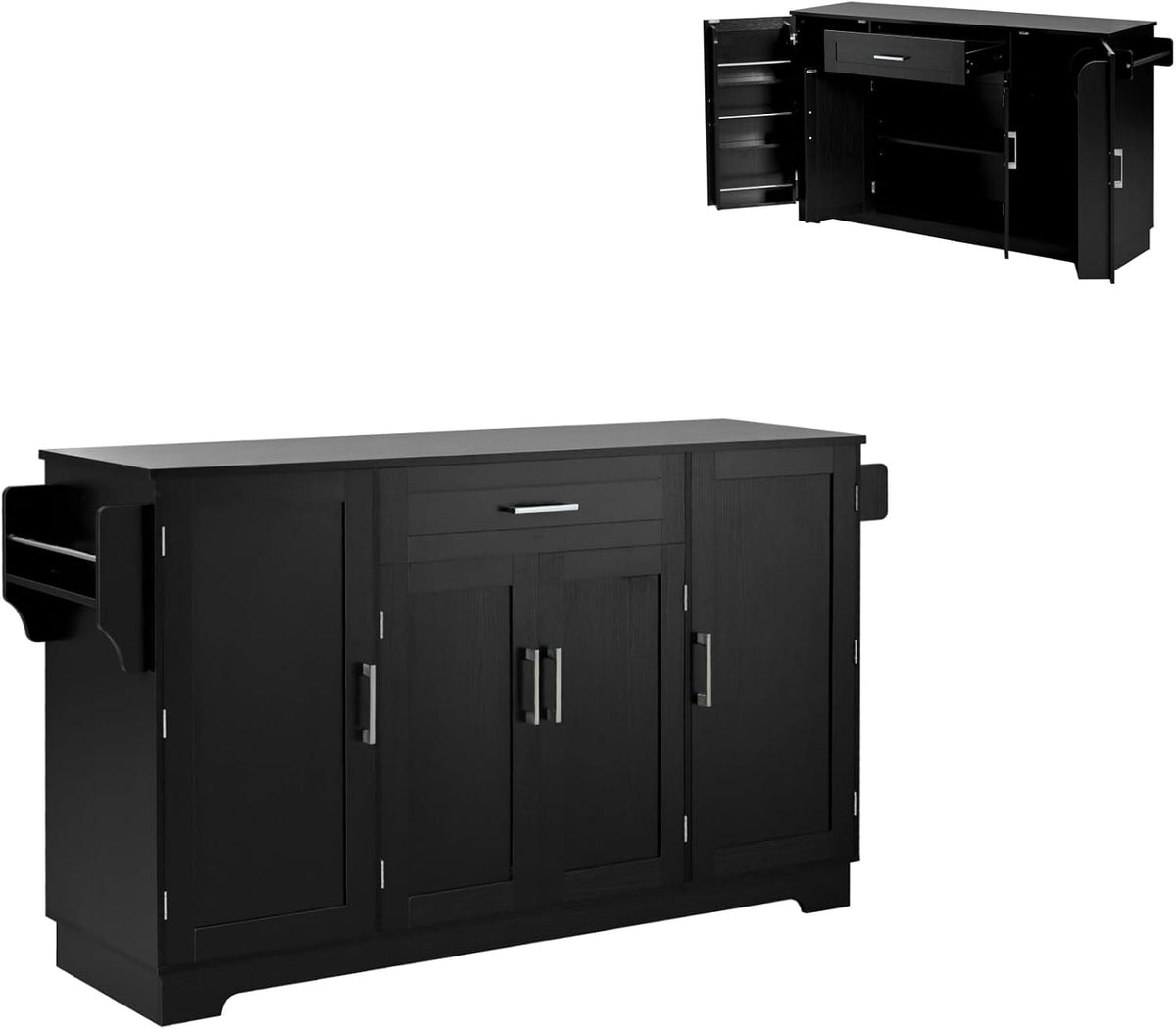 54.3 Inch Sideboard Buffet Cabinet with Storage 4 Doors 1 Drawer Melamine MDF Kitchen Storage Cabinet with Adjustable Shelves for Dining Room Living Room