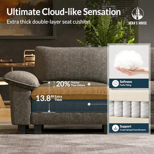 HERA'S HOUSE 158" Oversized Modular Sectional U Shaped Sofa,Chenille Ash | 6-Seater Living Room Couches, Wider Armrest and Deep Seat, Comfy Cloud Couch with Ottoman, Light Gray