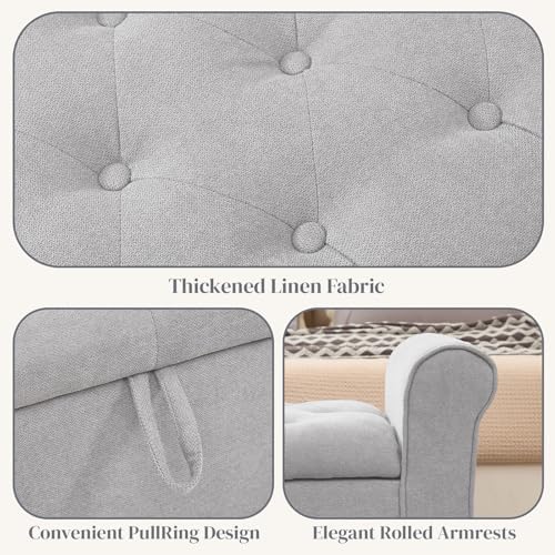 49" End of Bed Storage Bench for Bedroom, Upholstered Storage Ottoman | Easy Assembly with Instructions, Pet Friendly, Polyester Fabric Ottoman Bench for Bedroom, Living Room, Window, Entryway